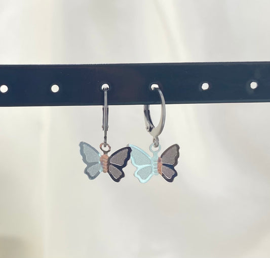 silver butterfly - earrings